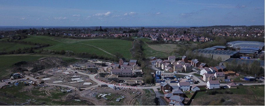 A drone shot of a construction site in the UK.