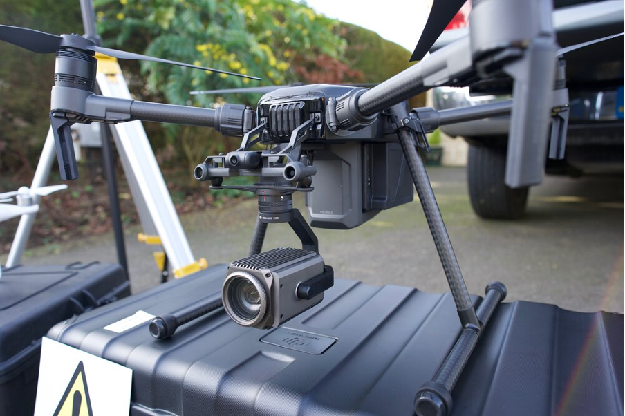 An optical zoom camera attached to a top inspection drone.