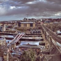 Panoramic landscape view of Newcastle upon Tyne.