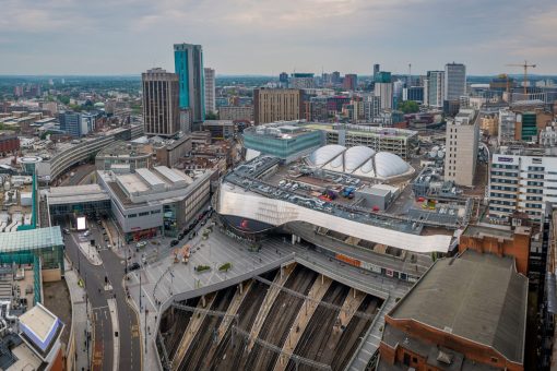 A drone shot of Birmingham used for operation foreverwing.